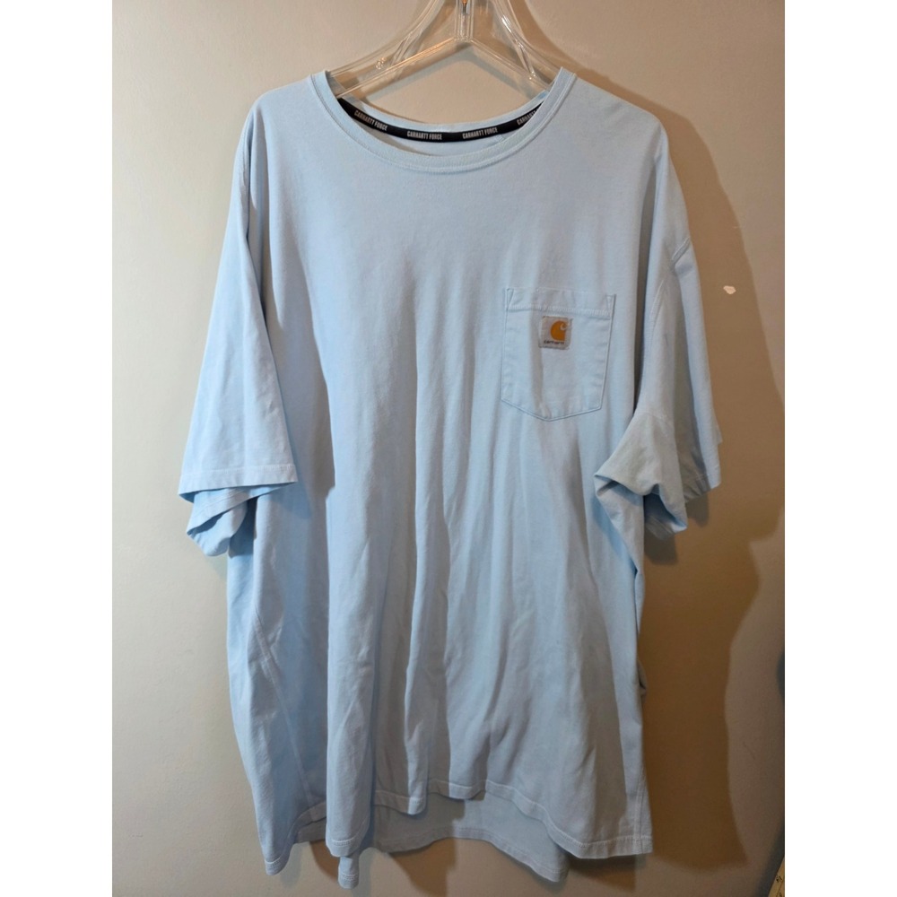 Carhartt Force Relaxed Fit Mens 4XL Light Blue Pocket T-Shirt Short Sleeve Logo